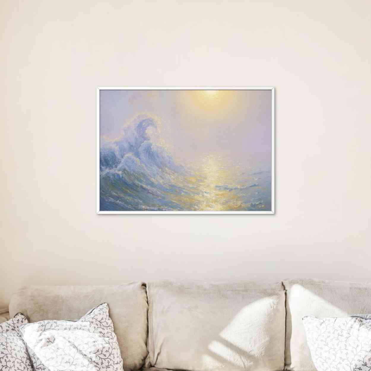 Monet-Style Great Wave | Impressionist Golden Sea | Inspired by Hokusai | High-Resolution Digital Download (300DPI, A0 Print Ready)