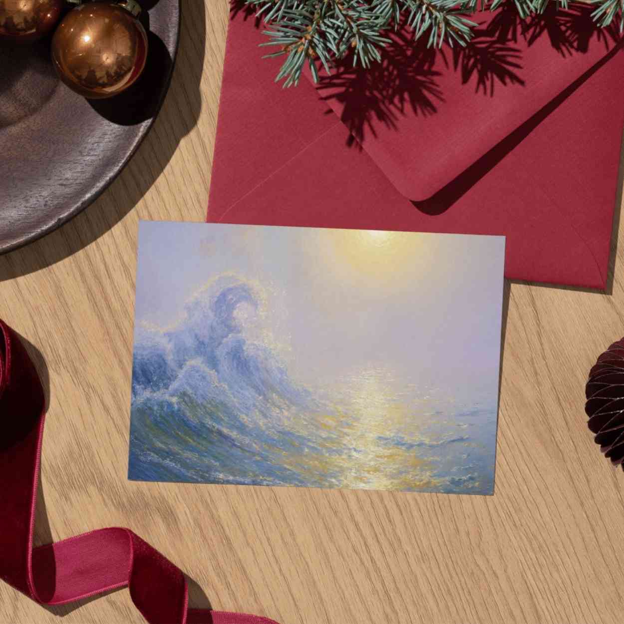 Monet-Style Great Wave | Impressionist Golden Sea | Inspired by Hokusai | High-Resolution Digital Download (300DPI, A0 Print Ready)