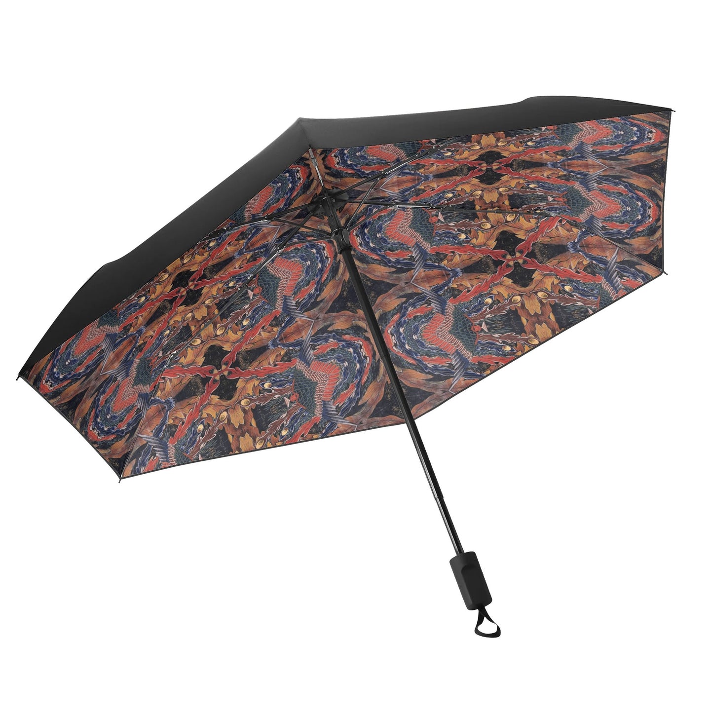 Hokusai-Inspired UV Protection & Waterproof Folding Umbrella – Unisex Sun and Rain Parasol, Manual Folding Umbrella Printing Inside
