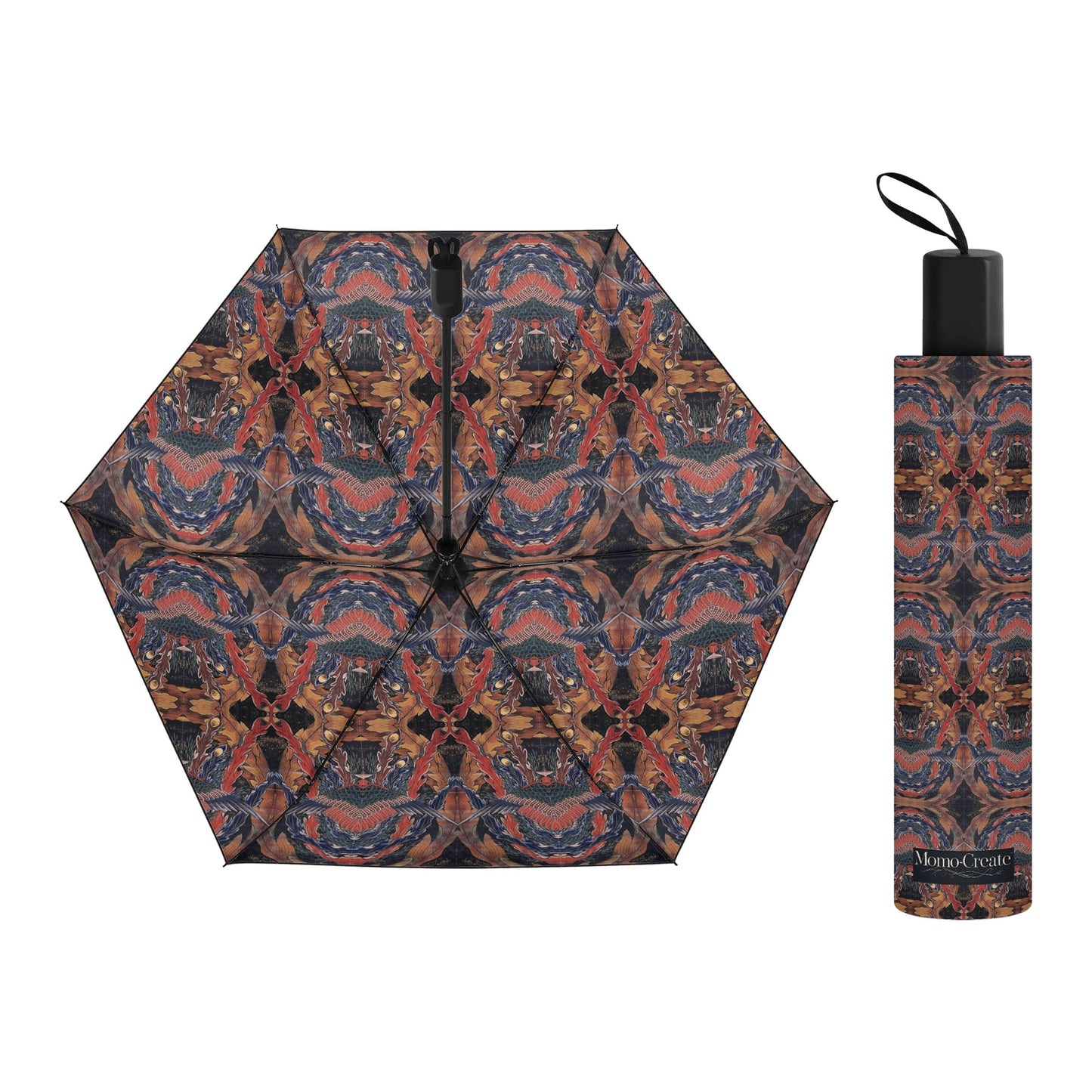 Hokusai-Inspired UV Protection & Waterproof Folding Umbrella – Unisex Sun and Rain Parasol, Manual Folding Umbrella Printing Inside