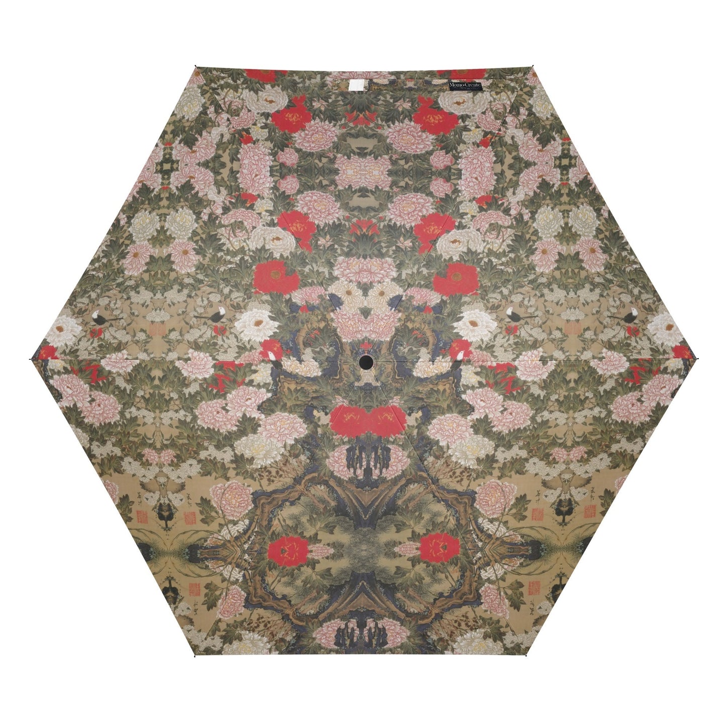 Where Flowers Whisper — Art Umbrella Inspired by Peonies and Birds by Ito Jakuchu (1765) – UV & Rain Protection