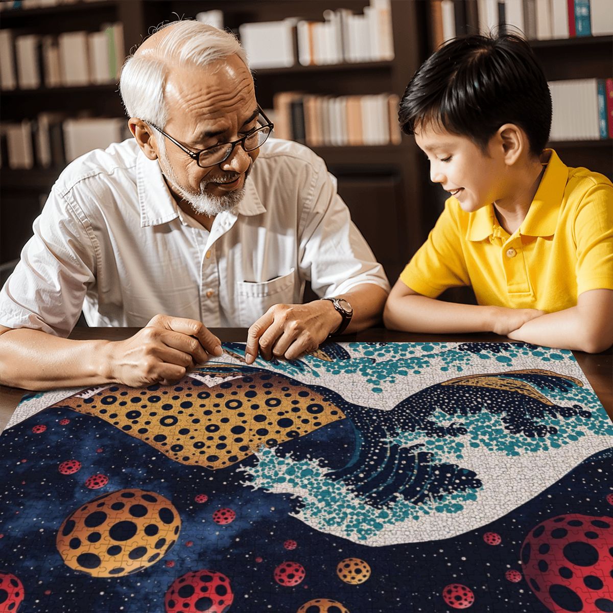 Wooden Jigsaw Puzzles 1000 pcs - Hokusai × Kusama - The Infinite Wave