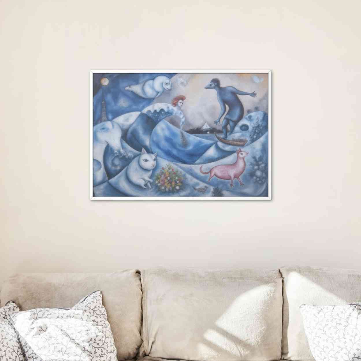 Hokusai × Chagall – The Floating Wave of Memory | Digital Download | High-Resolution Digital Download (300DPI, A0 Print Ready)