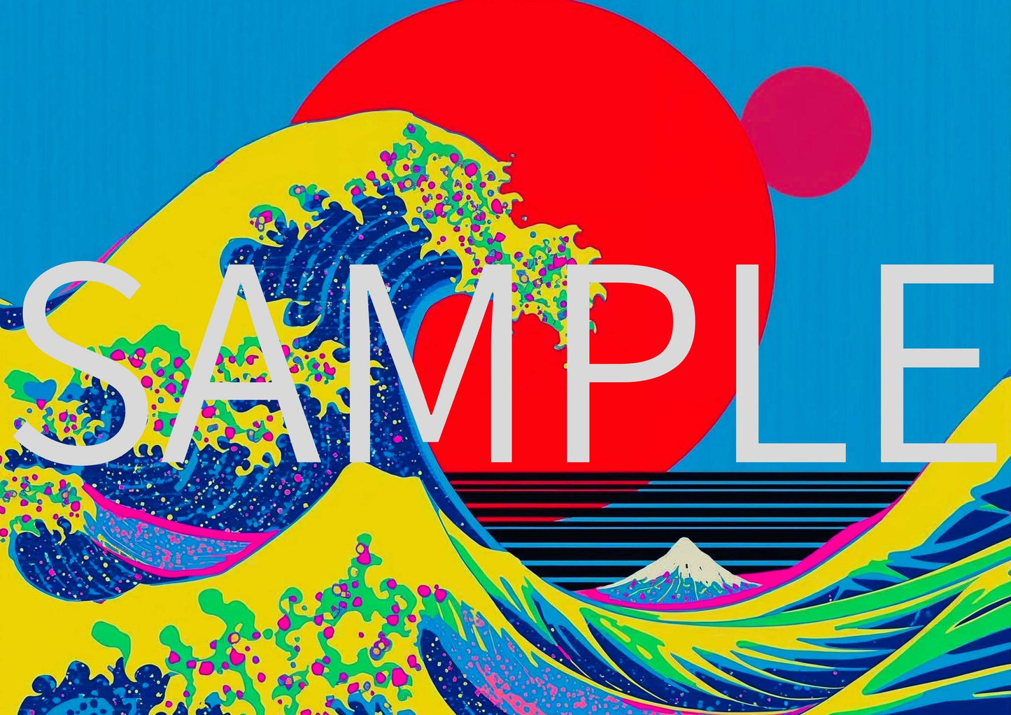 Pop Art Wave Poster | Modern Colorful Wave Inspired by Hokusai | Contemporary Japanese Wall Art | Digital Download High Resolution