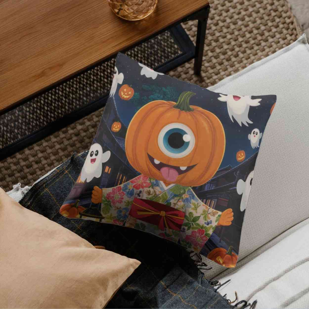 Hitotsume Kozo Halloween Version | Japanese Yokai Art | Cute Pumpkin Ghost Poster | Digital Download| Halloween Wall Decor(A0 / 300dpi JPEG)