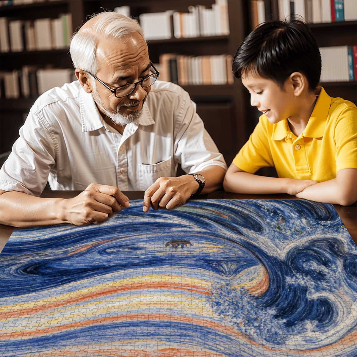 Wooden Jigsaw Puzzles 1000 pcs - Hokusai × Munch – The Silent Scream of Fuji