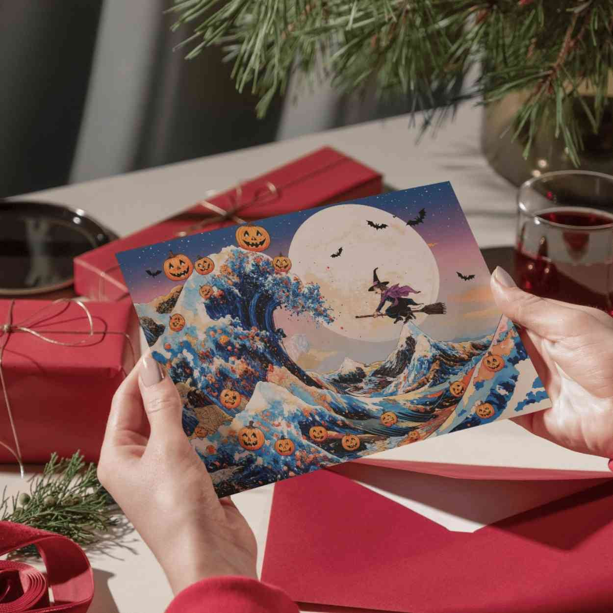 he Great Wave off Kanagawa Halloween Edition | Hokusai Inspired Art | Digital Download Poster | Halloween Wall Decor (A0 / 300dpi JPEG)