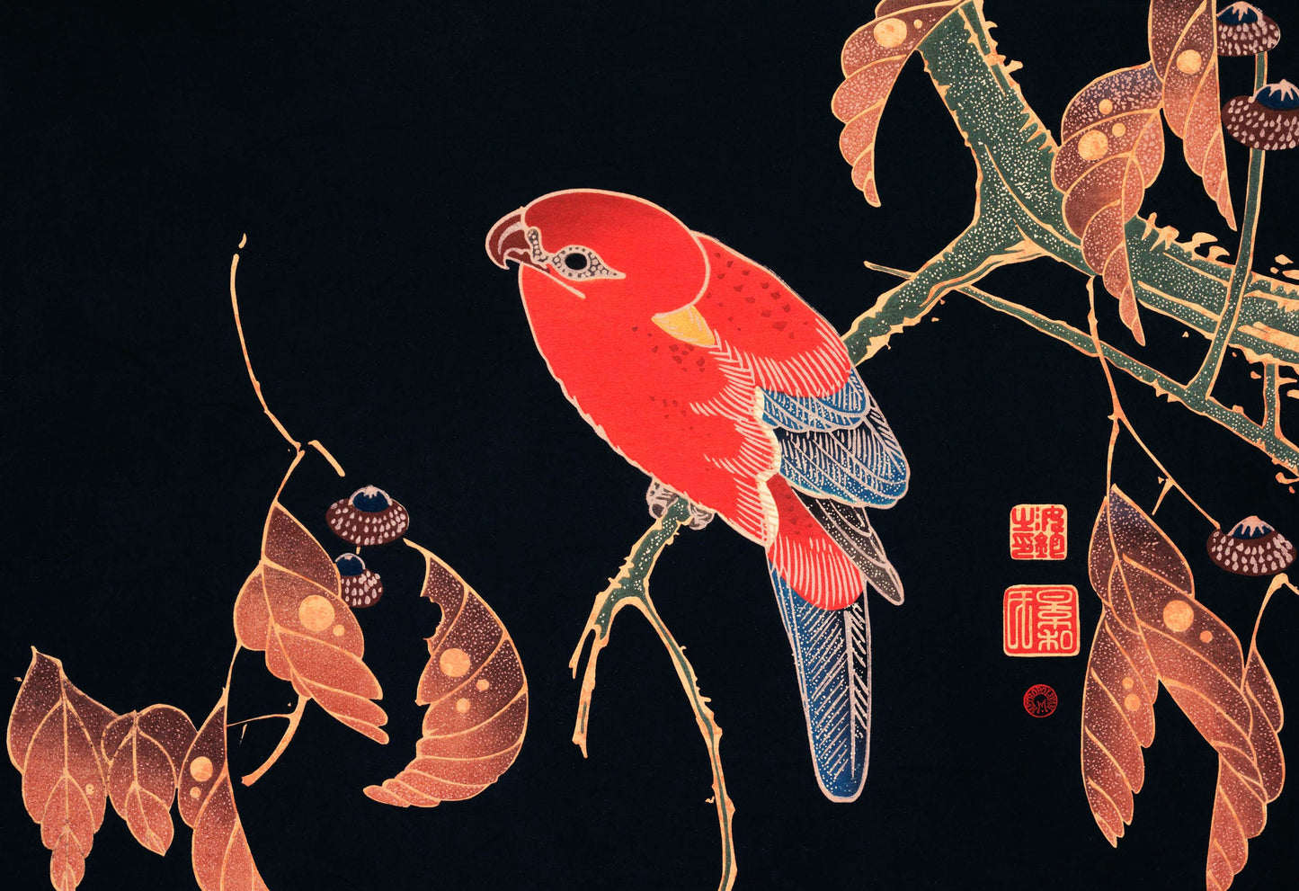 ワイルドエレガンス:伊藤若冲作「紅の囁き」iPhone®ケース