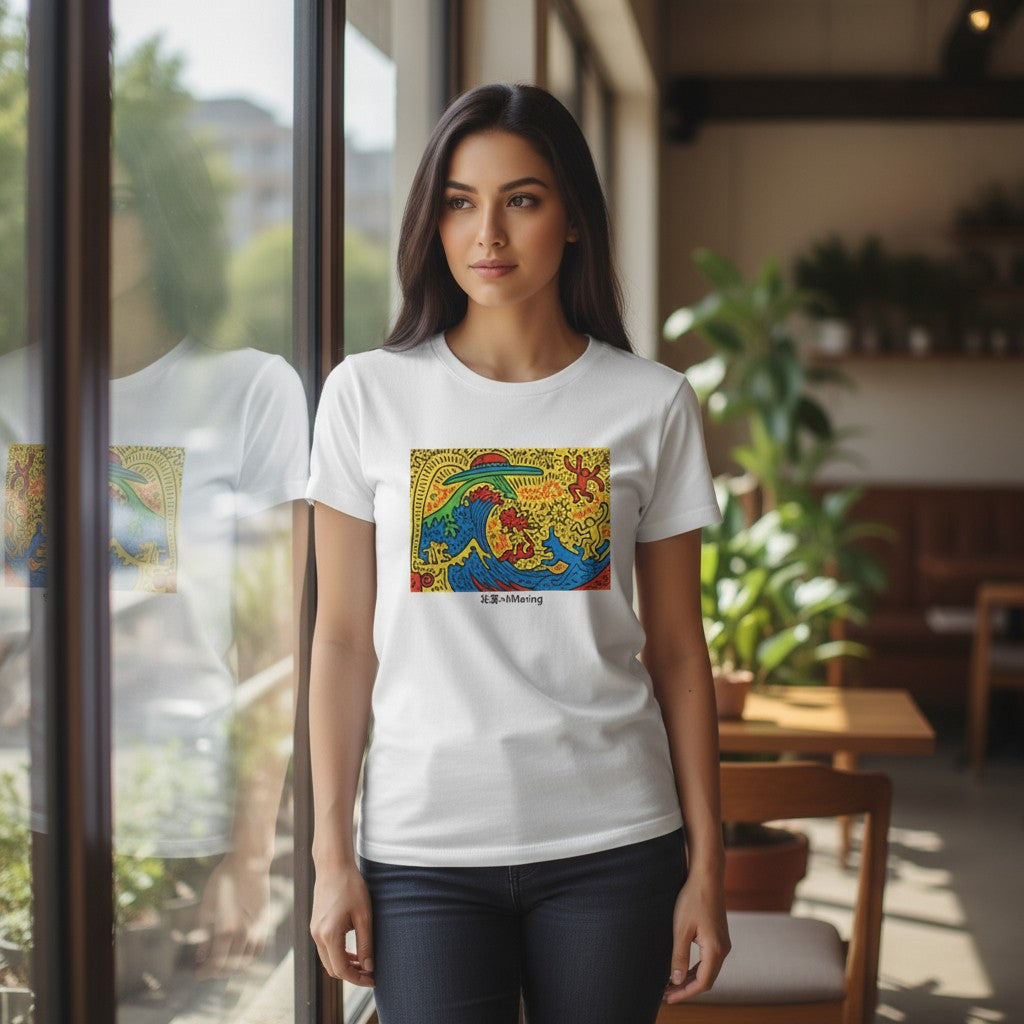 Hokusai × Keith Haring – The Great Pop Wave , Unisex classic tee