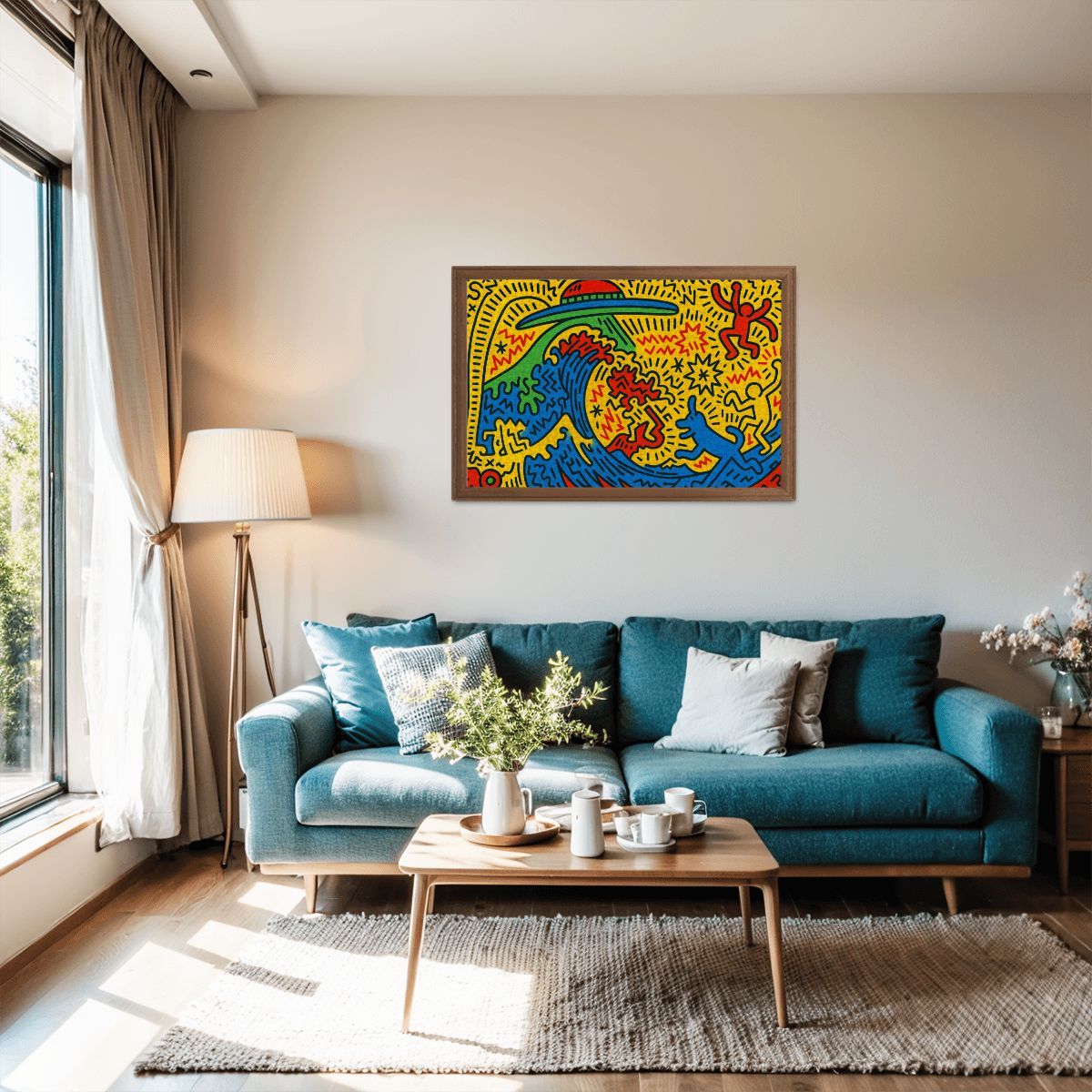 Wooden Jigsaw Puzzles 1000 pcs - Hokusai × Haring – The Pop Wave from Outer Space