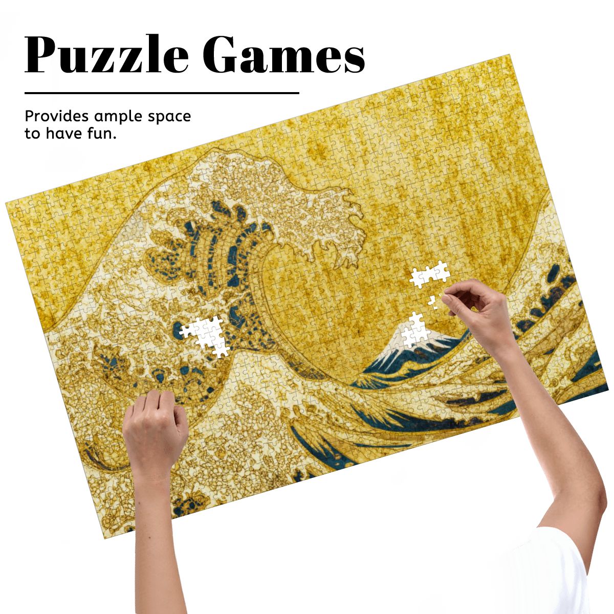 Wooden Jigsaw Puzzles 1000 pcs- Hokusai × Klimt – The Golden Wave of Eternity