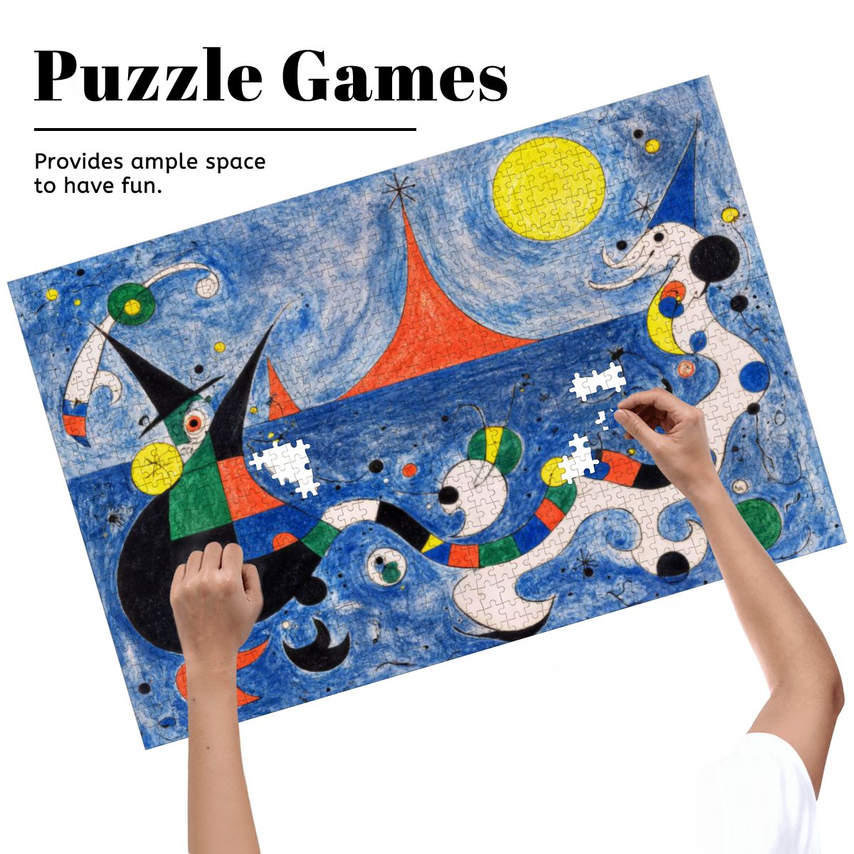 Wooden Jigsaw Puzzles 1000 pcs-Hokusai × Miró – The Dreaming Wave of Cosmos