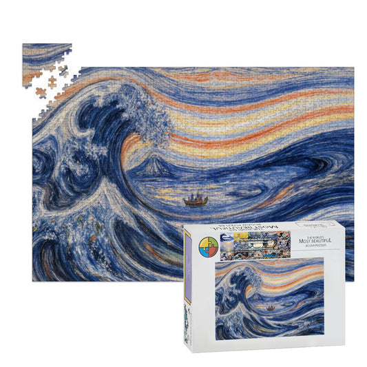 Wooden Jigsaw Puzzles 1000 pcs - Hokusai × Munch – The Silent Scream of Fuji