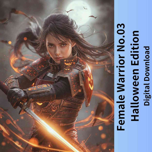 Female Samurai Warrior No.3 – Halloween Edition | Digital Download, High-Resolution Art Print (A0 / 300dpi JPEG)
