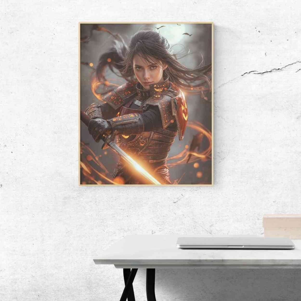 Female Samurai Warrior No.3 – Halloween Edition | Digital Download, High-Resolution Art Print (A0 / 300dpi JPEG)