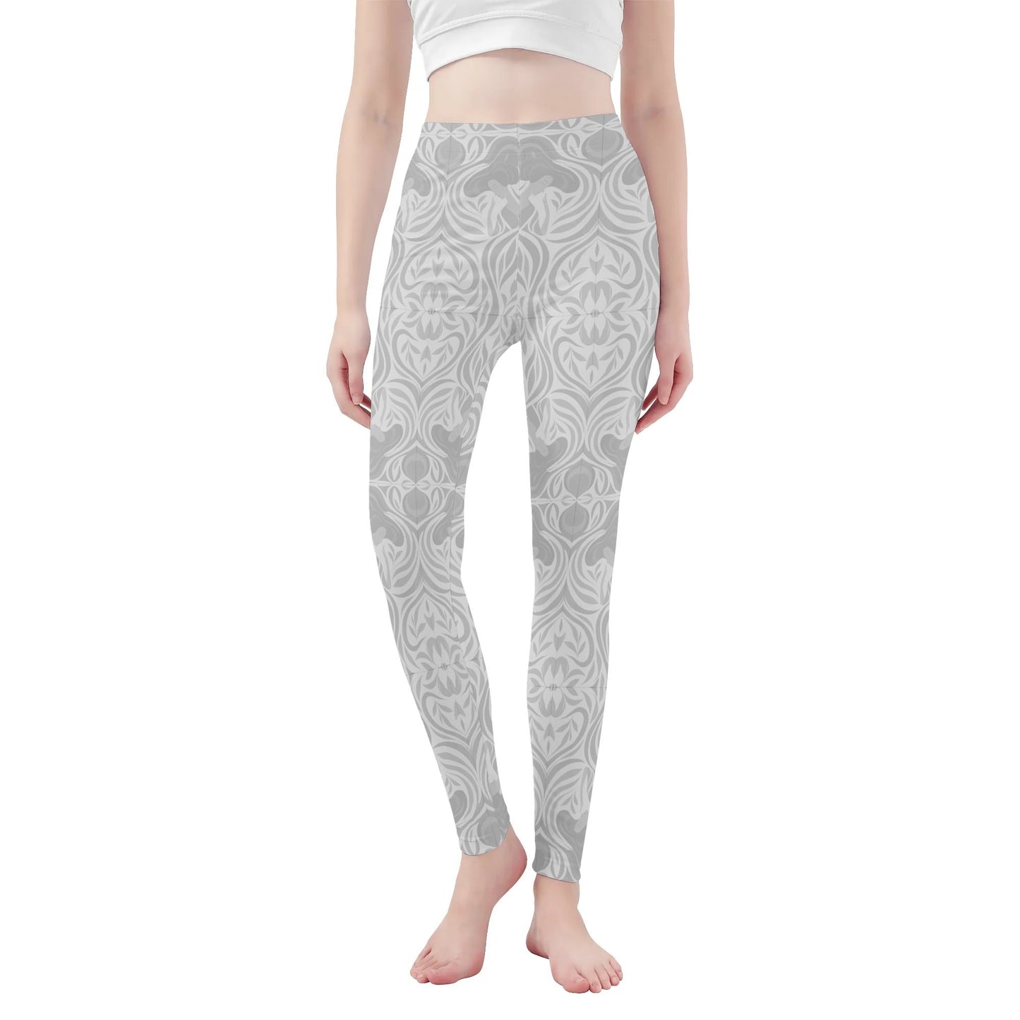 Womens Soft Yoga Leggings – Yumeji Hirado Woman Japanese Art | Elegant Minimalist Pattern for Fitness & Everyday Style