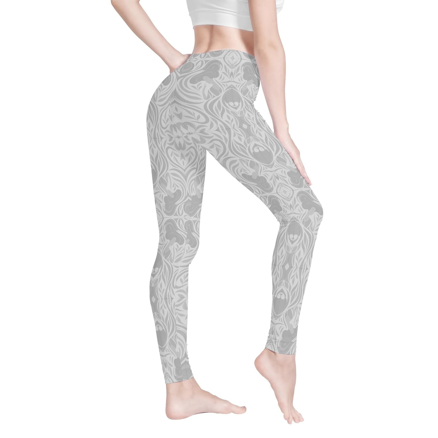 Womens Soft Yoga Leggings – Yumeji Hirado Woman Japanese Art | Elegant Minimalist Pattern for Fitness & Everyday Style
