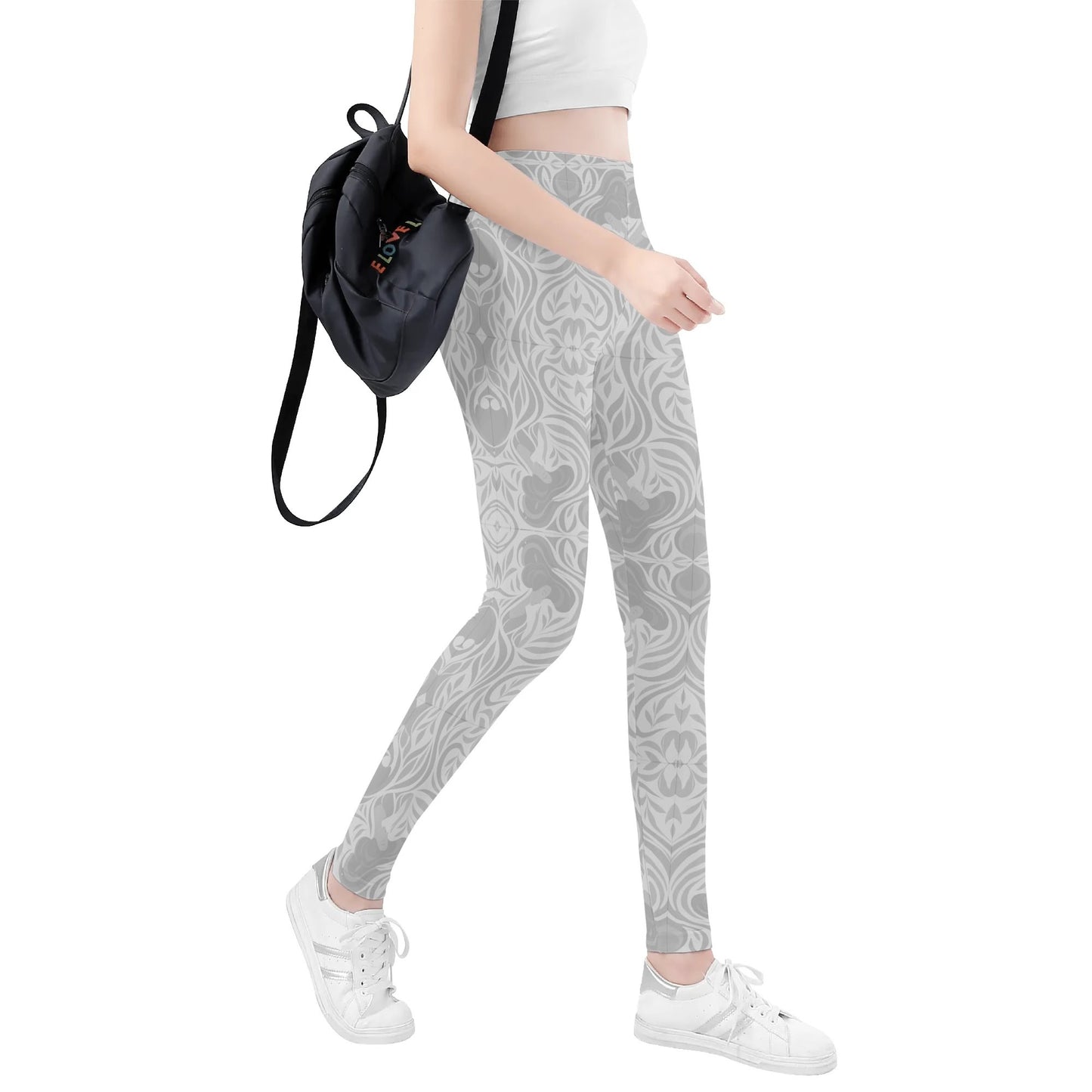 Womens Soft Yoga Leggings – Yumeji Hirado Woman Japanese Art | Elegant Minimalist Pattern for Fitness & Everyday Style