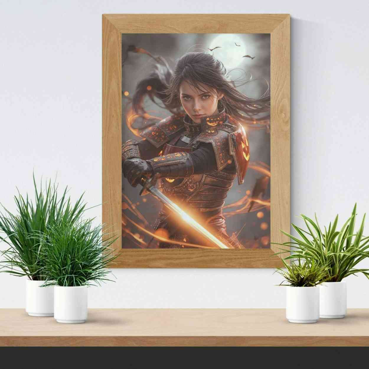 Female Samurai Warrior No.3 – Halloween Edition | Digital Download, High-Resolution Art Print (A0 / 300dpi JPEG)