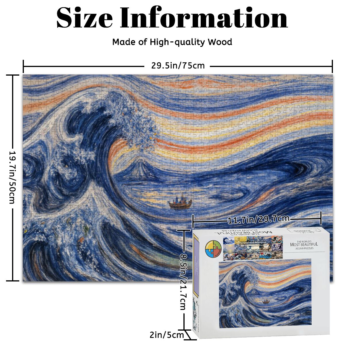 Wooden Jigsaw Puzzles 1000 pcs - Hokusai × Munch – The Silent Scream of Fuji