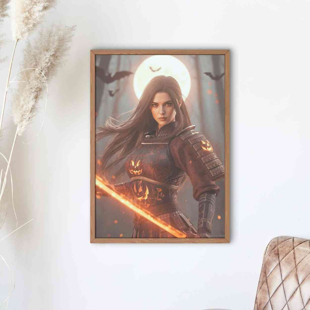 Female Samurai Warrior No.2 – Halloween Edition | Digital Download, High-Resolution Art Print (A0 / 300dpi JPEG)