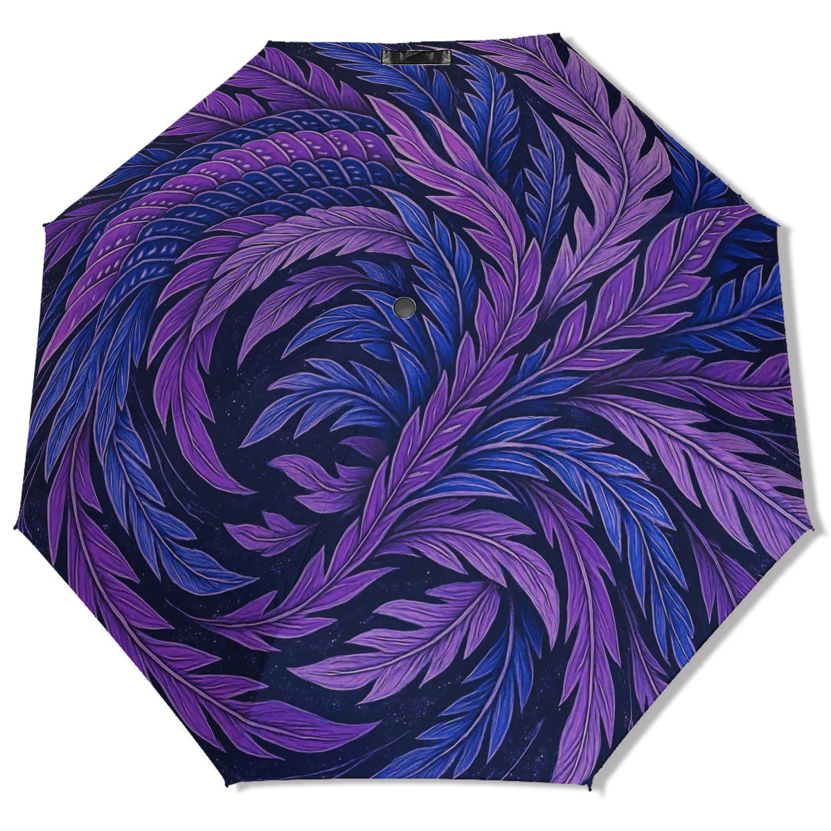 UV Protection Umbrella - Hokusai Inspired - Phoenix Feather Forest Purple