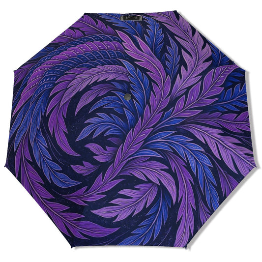 UV Protection Umbrella - Hokusai Inspired - Phoenix Feather Forest Purple