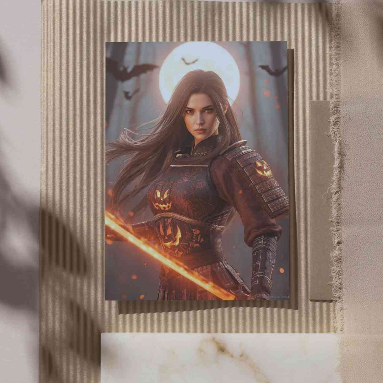 Female Samurai Warrior No.2 – Halloween Edition | Digital Download, High-Resolution Art Print (A0 / 300dpi JPEG)