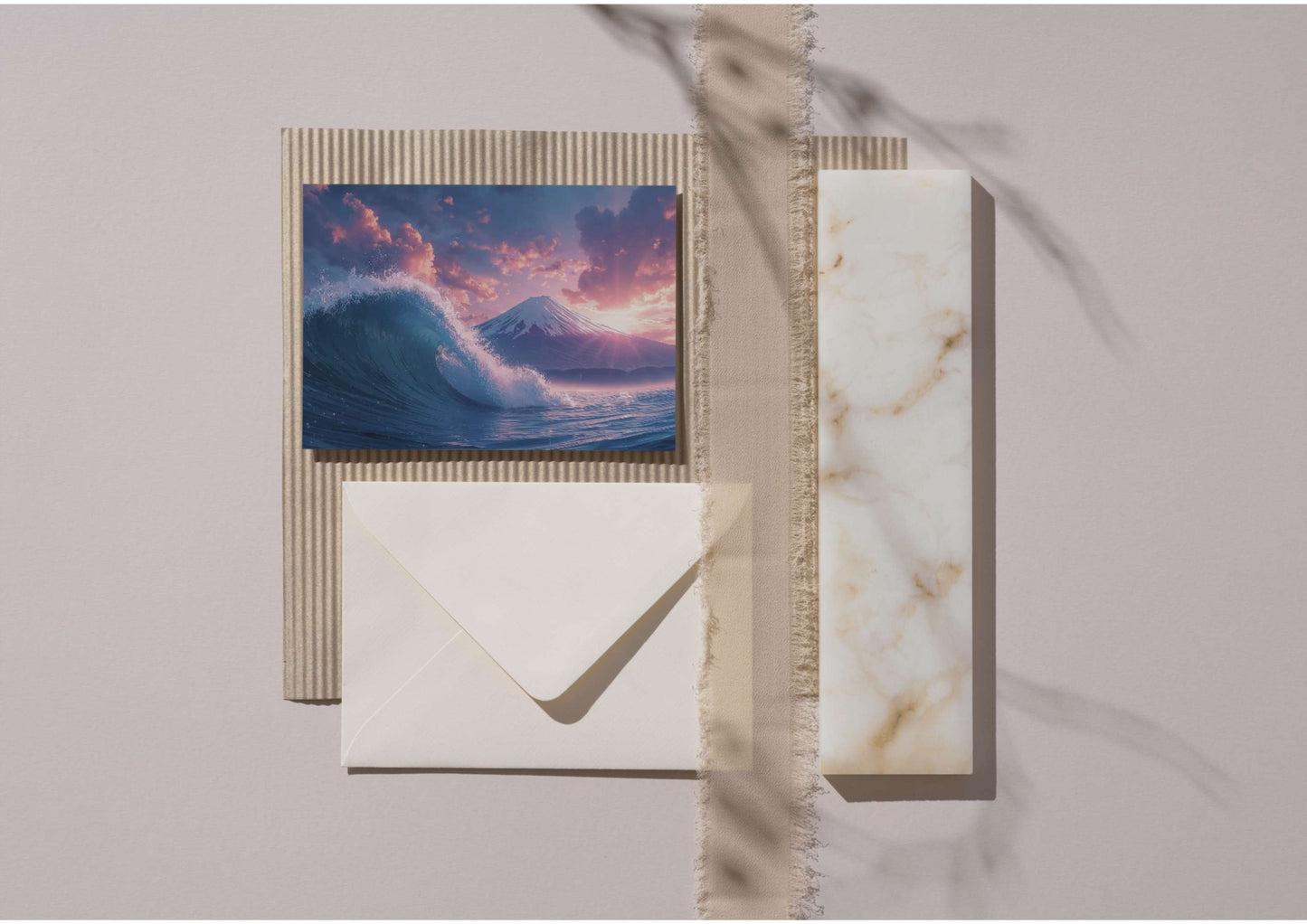 Great Wave off Kanagawa | Shinkai Makoto Inspired Sky & Light | Digital Art Download Set with Hokusai Original
