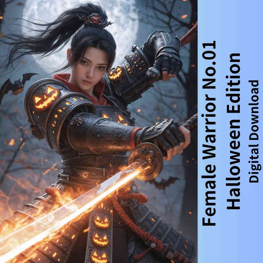 Female Samurai Warrior No.1 – Halloween Edition | Digital Download, High-Resolution Art Print (A0 / 300dpi JPEG)
