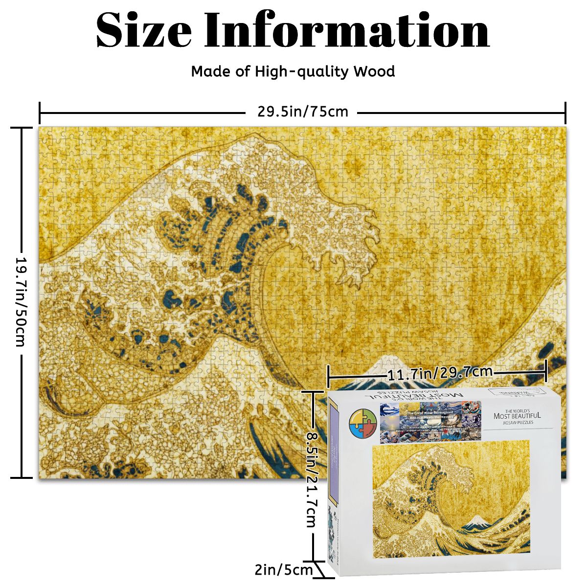 Wooden Jigsaw Puzzles 1000 pcs- Hokusai × Klimt – The Golden Wave of Eternity