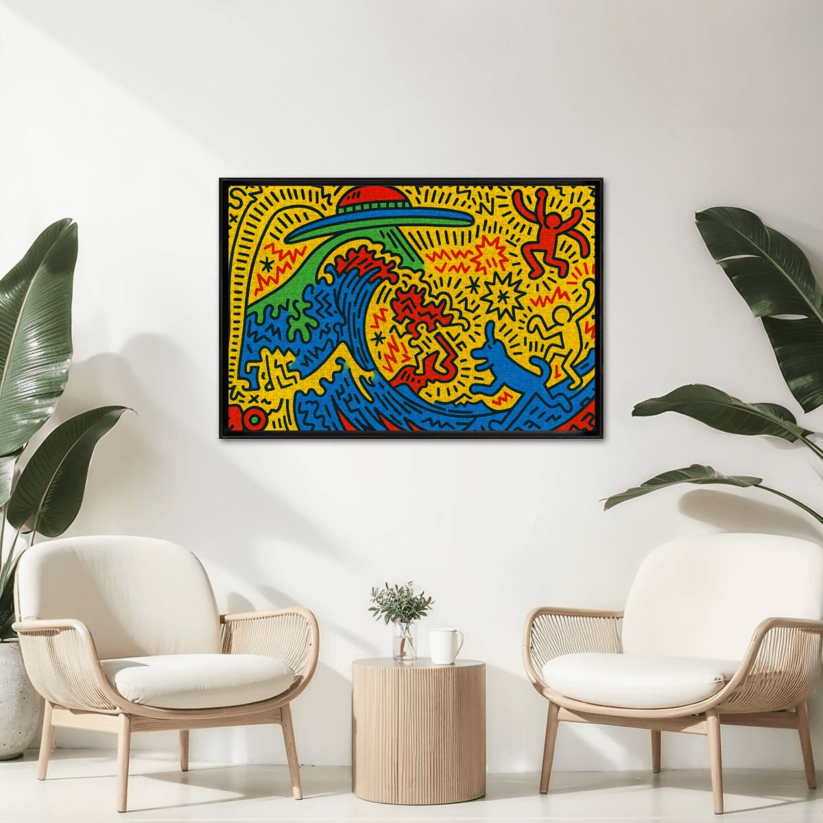 Wooden Jigsaw Puzzles 1000 pcs - Hokusai × Haring – The Pop Wave from Outer Space