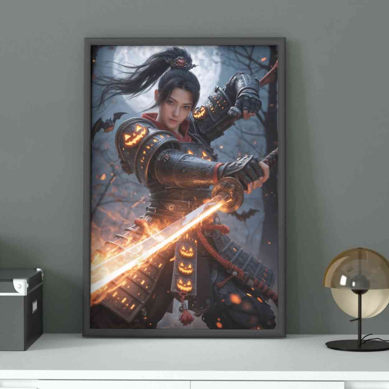 Female Samurai Warrior No.1 – Halloween Edition | Digital Download, High-Resolution Art Print (A0 / 300dpi JPEG)