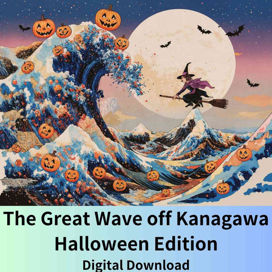 he Great Wave off Kanagawa Halloween Edition | Hokusai Inspired Art | Digital Download Poster | Halloween Wall Decor  (A0 / 300dpi JPEG)