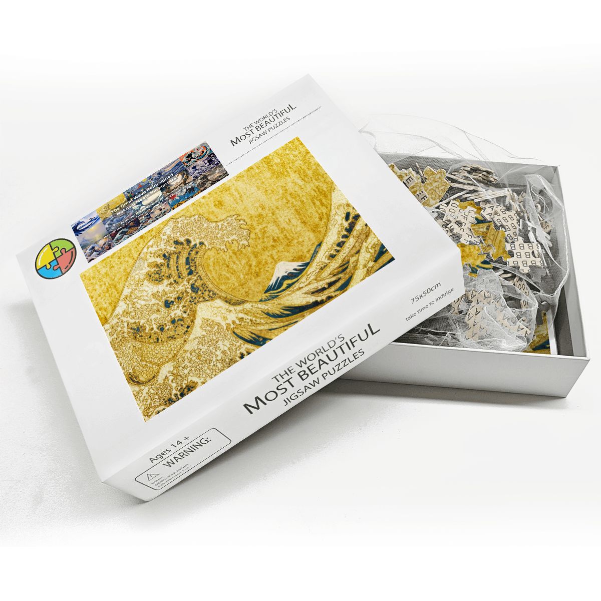 Wooden Jigsaw Puzzles 1000 pcs- Hokusai × Klimt – The Golden Wave of Eternity