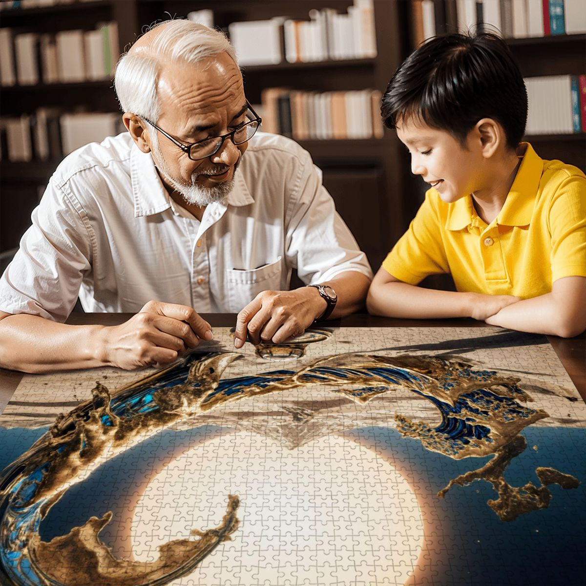 Wooden Jigsaw Puzzles 1000 pcs - Hokusai × Dali ‐ The Surreal Wave of Eternity