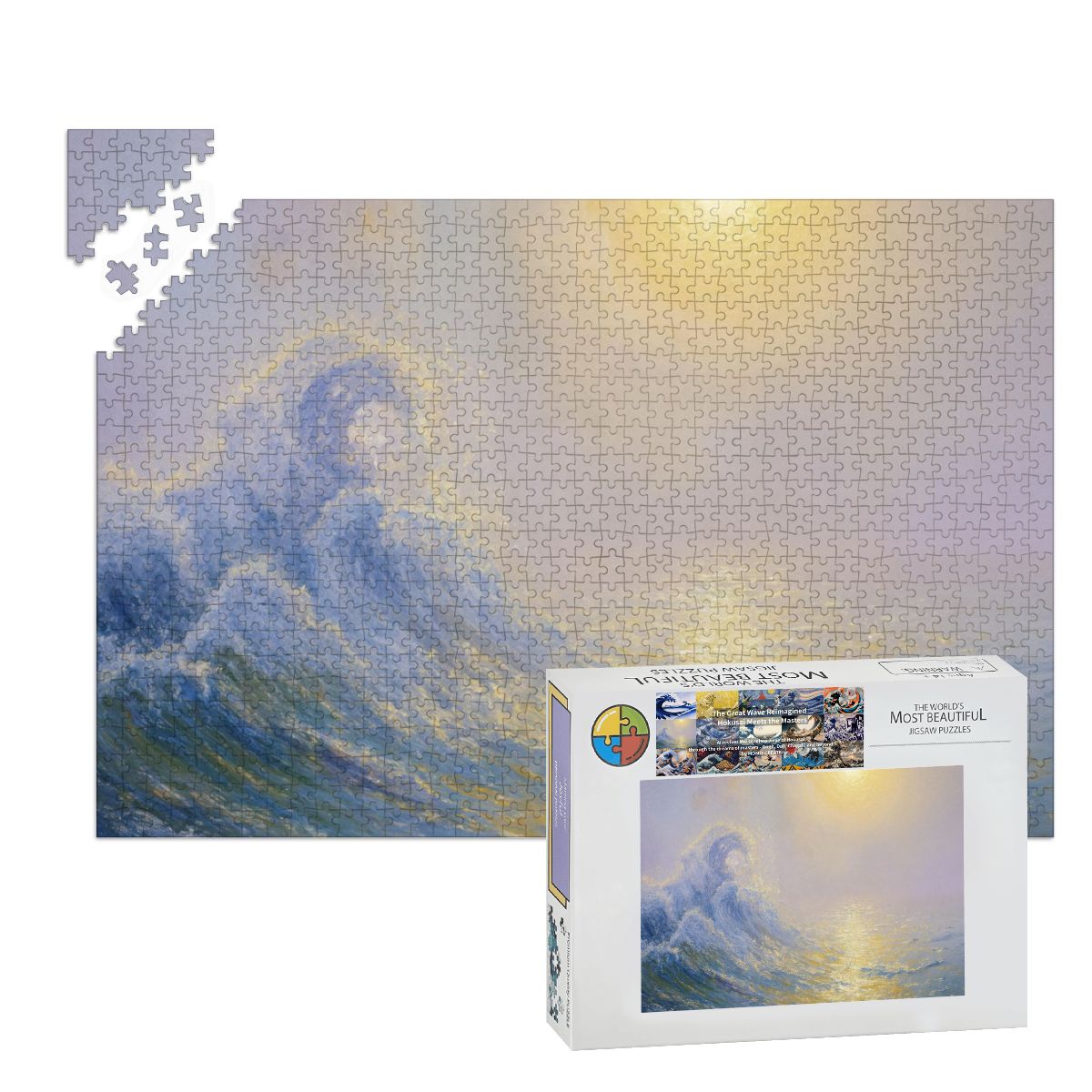 Wooden Jigsaw Puzzles 1000 pcs - Hokusai × Monet ‐ The Golden Wave of Silence