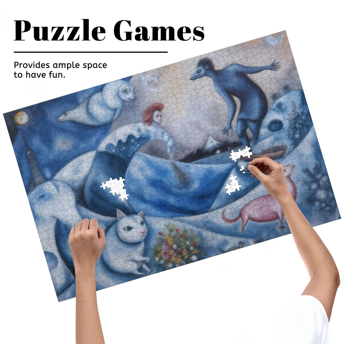 Wooden Jigsaw Puzzles 1000 pcs - Hokusai × Chagall – The Floating Wave of Memory