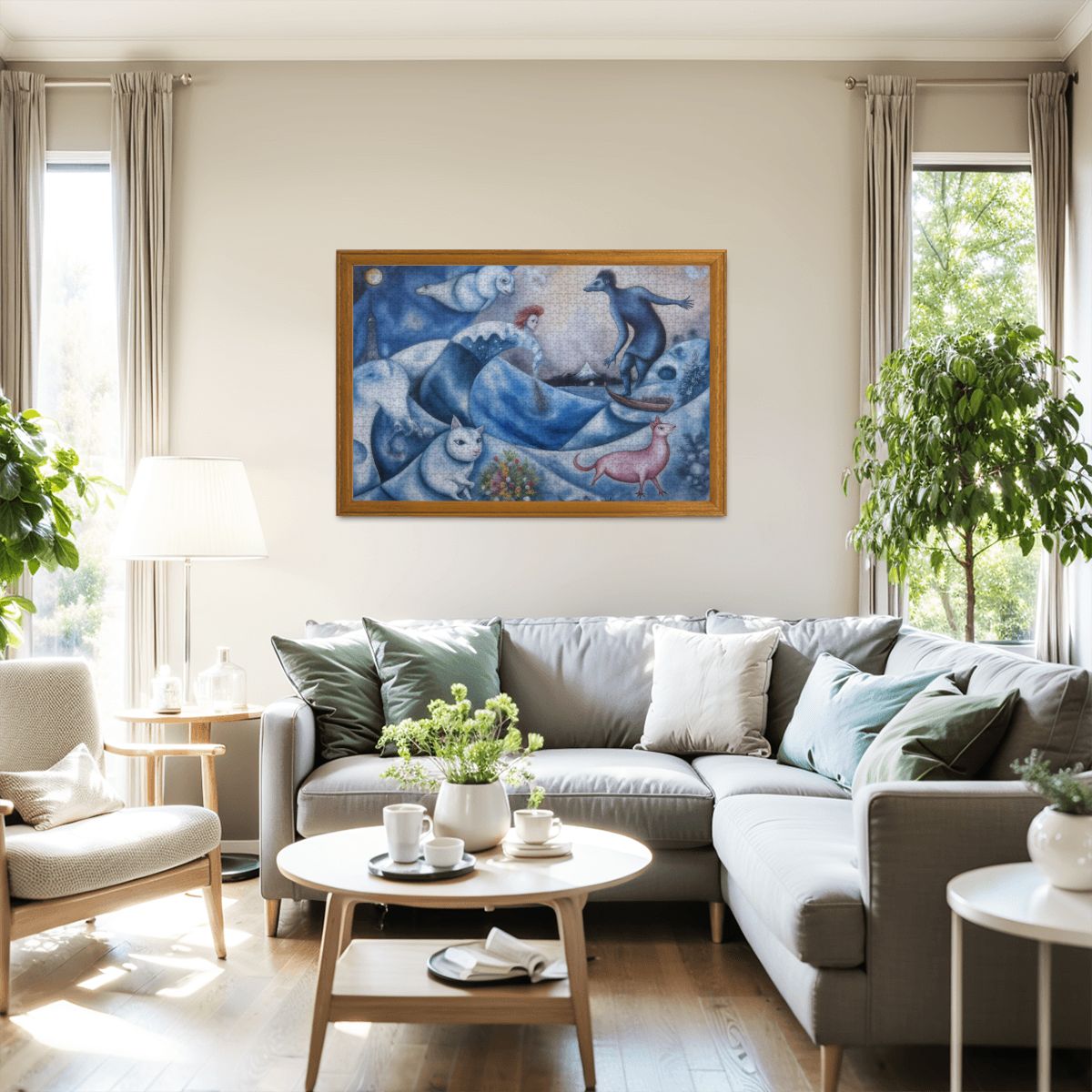 Wooden Jigsaw Puzzles 1000 pcs - Hokusai × Chagall – The Floating Wave of Memory