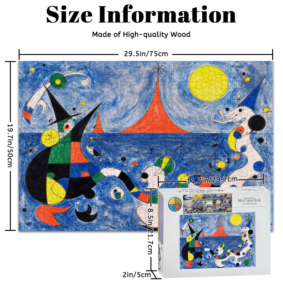 Wooden Jigsaw Puzzles 1000 pcs-Hokusai × Miró – The Dreaming Wave of Cosmos