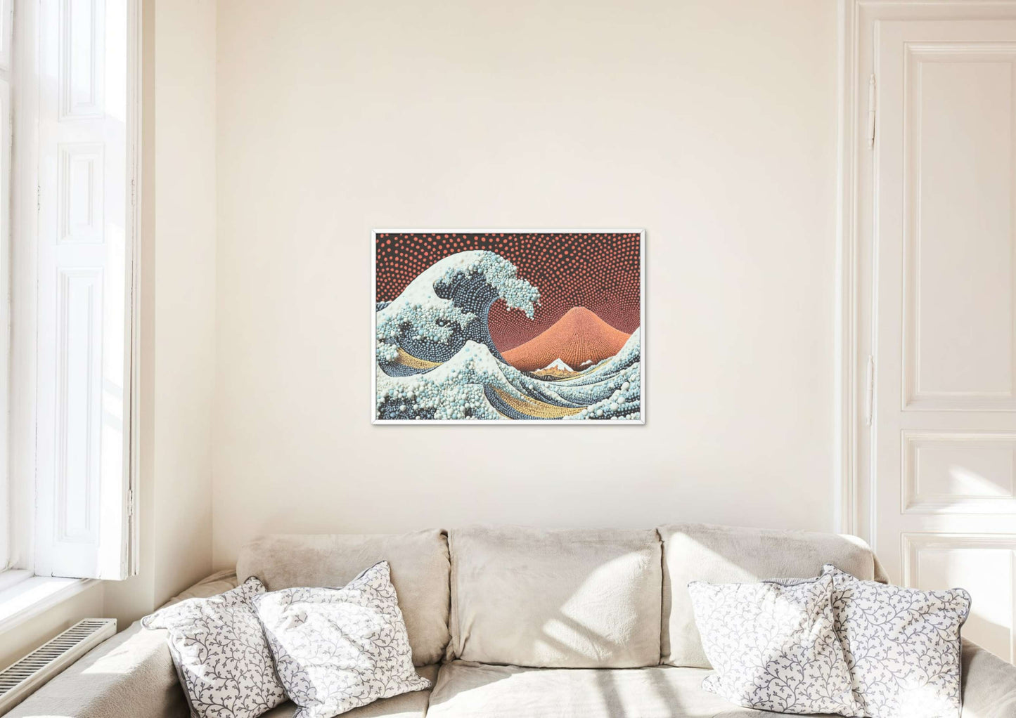 Pointillism Wave Poster | Modern Dot Art Inspired by Hokusai | Japanese Fuji Print | Digital Download High Resolution Set