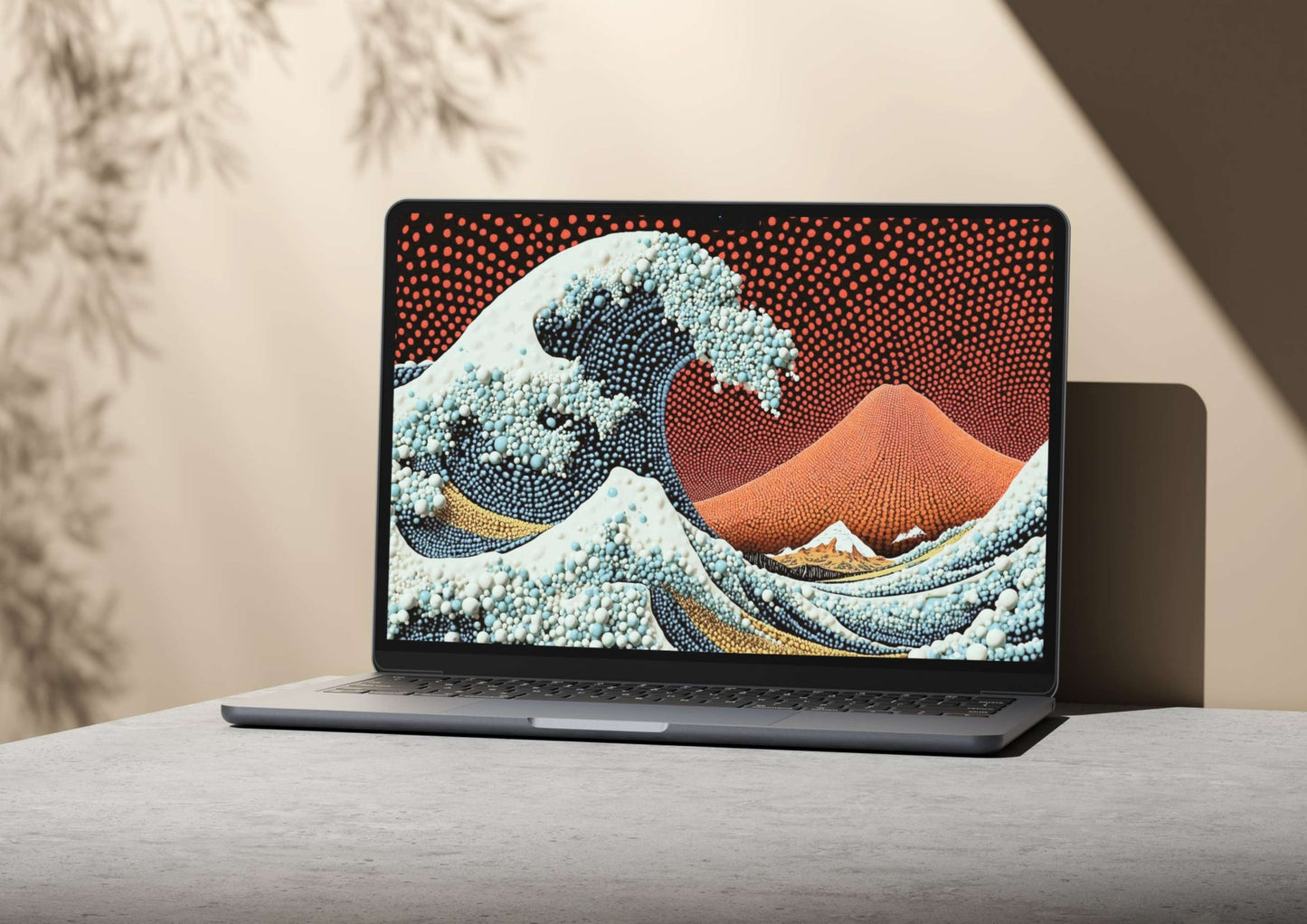 Pointillism Wave Poster | Modern Dot Art Inspired by Hokusai | Japanese Fuji Print | Digital Download High Resolution Set