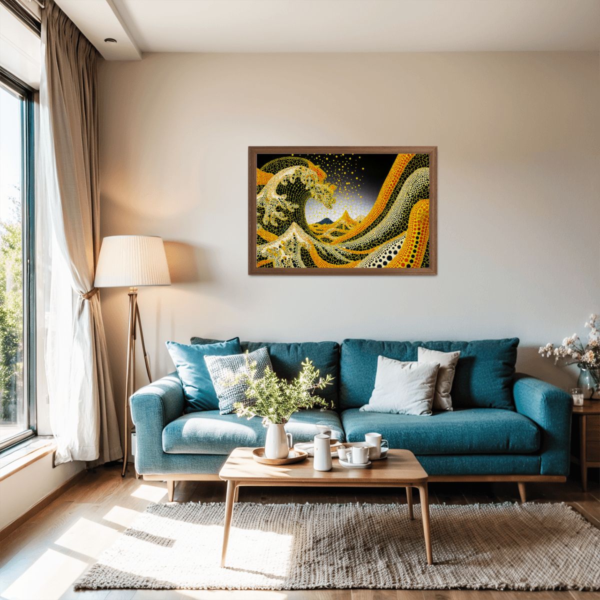 Wooden Jigsaw Puzzles 1000 pcs - Hokusai × Kusama – The Great Pumpkin Wave Artwork