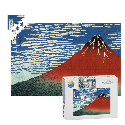 Wooden Jigsaw Puzzles 1000 pcs -Katsushika Hokusai “South Wind, Clear Sky (Red Fuji)