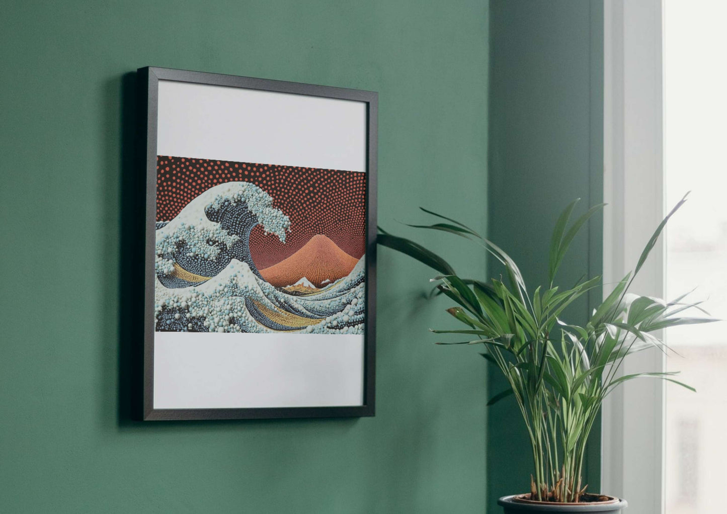Pointillism Wave Poster | Modern Dot Art Inspired by Hokusai | Japanese Fuji Print | Digital Download High Resolution Set