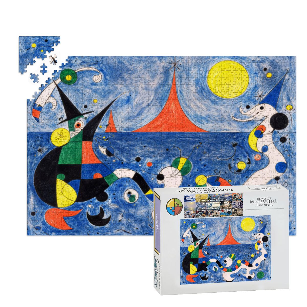 Wooden Jigsaw Puzzles 1000 pcs-Hokusai × Miró – The Dreaming Wave of Cosmos