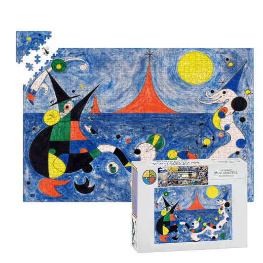 Wooden Jigsaw Puzzles 1000 pcs-Hokusai × Miró – The Dreaming Wave of Cosmos