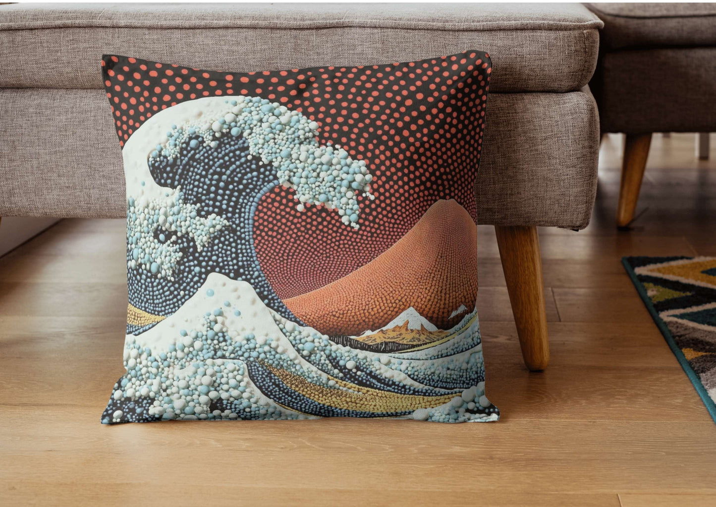 Pointillism Wave Poster | Modern Dot Art Inspired by Hokusai | Japanese Fuji Print | Digital Download High Resolution Set
