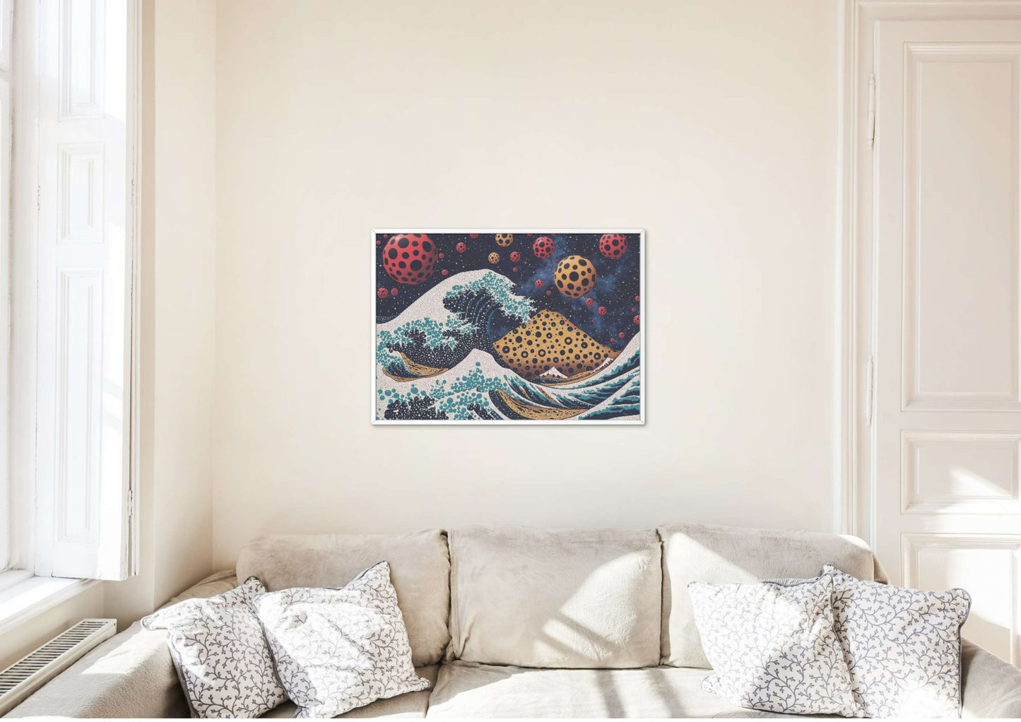 Polka Dot Great Wave Poster | Hokusai Inspired Pop Art Print | Contemporary Japanese Digital Download