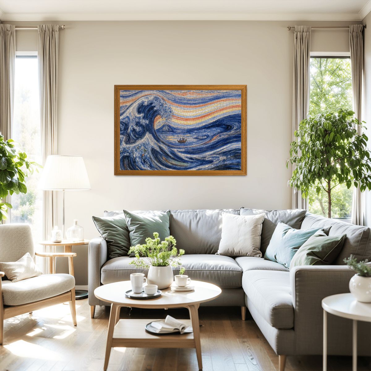 Wooden Jigsaw Puzzles 1000 pcs - Hokusai × Munch – The Silent Scream of Fuji